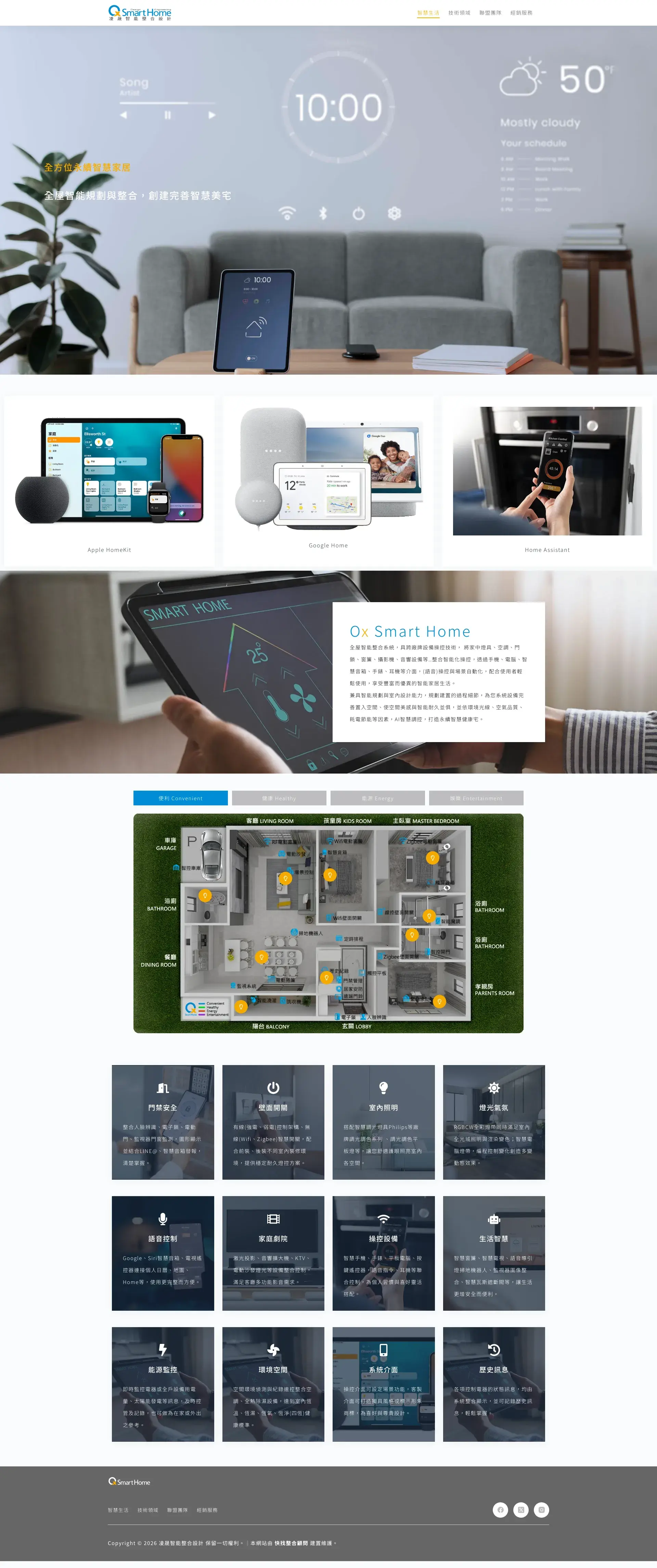 Ox Smart Home 網站全頁截圖